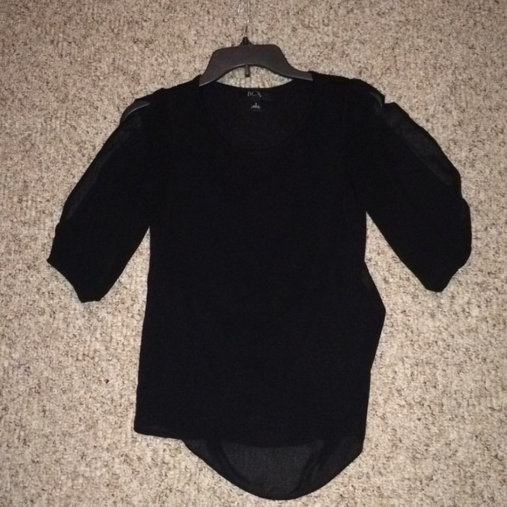 Black knit top with lovely drape cowl